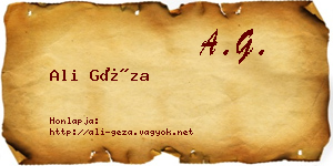 Ali Géza névjegykártya